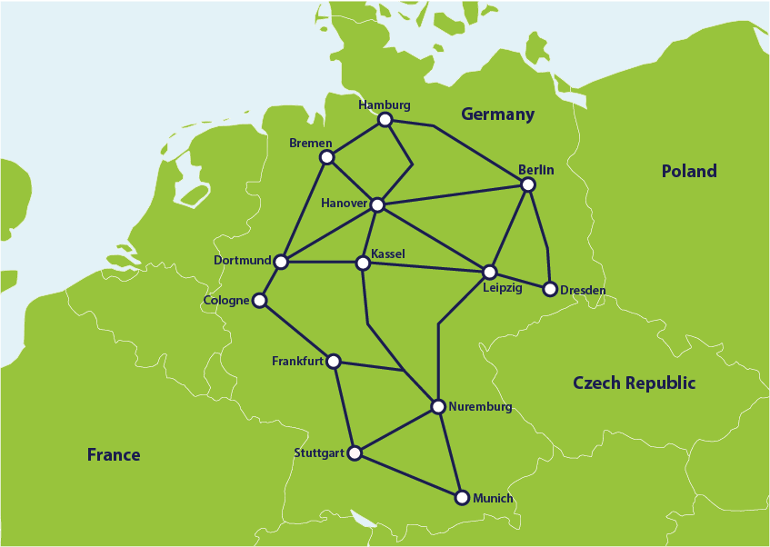 Mapa trenes Alemania