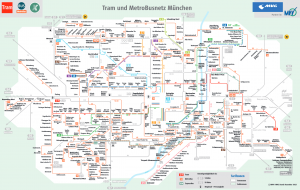 Plano de los Autobuses y Tranvías de Múnich - Tamaño (1579 x  999)