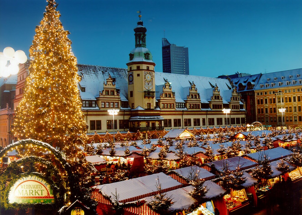 Mercado de Navidad en Marktplatz, Leipzig
