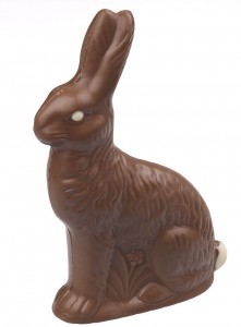 Conejo de Pascua hecho de chocolate.